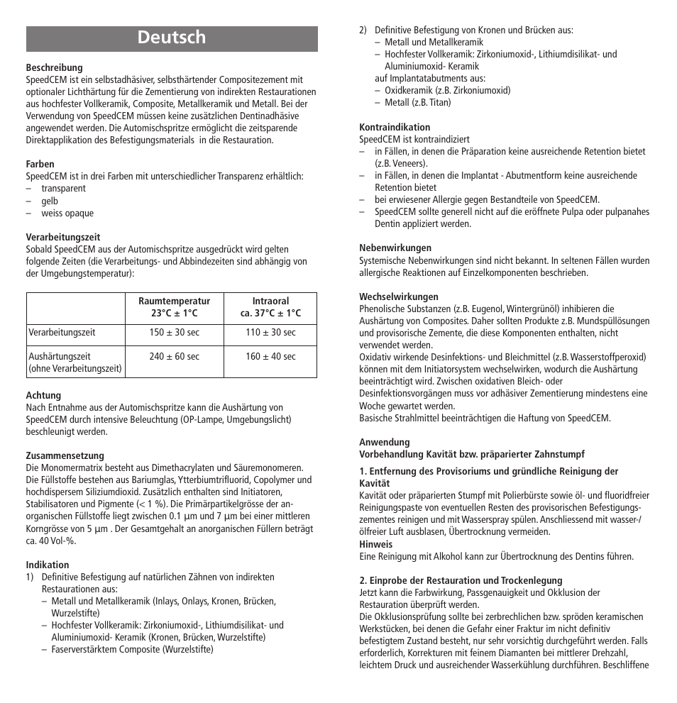 Deutsch | Ivoclar Vivadent SpeedCEM User Manual | Page 4 / 44