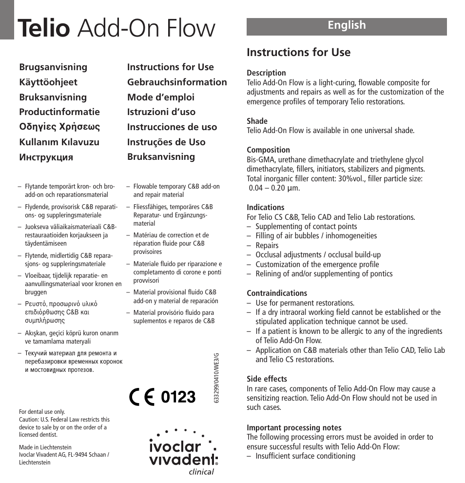Ivoclar Vivadent Telio Add-On Flow User Manual | 40 pages