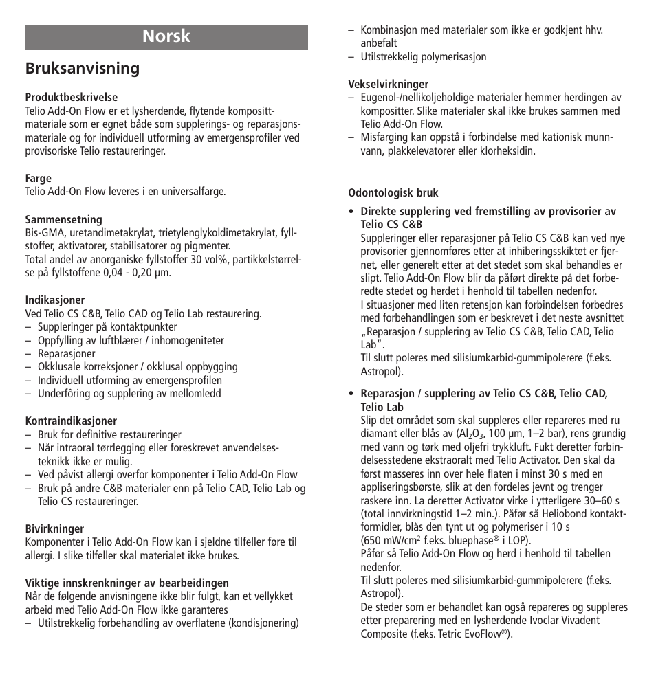 Norsk, Bruksanvisning | Ivoclar Vivadent Telio Add-On Flow User Manual | Page 24 / 40