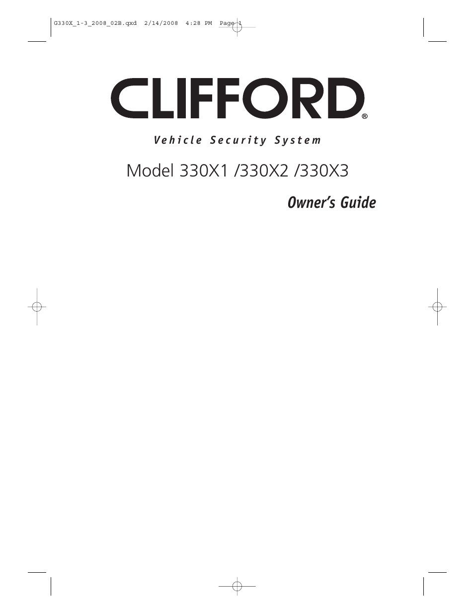 CLIFFORD 330X1 User Manual | 19 pages