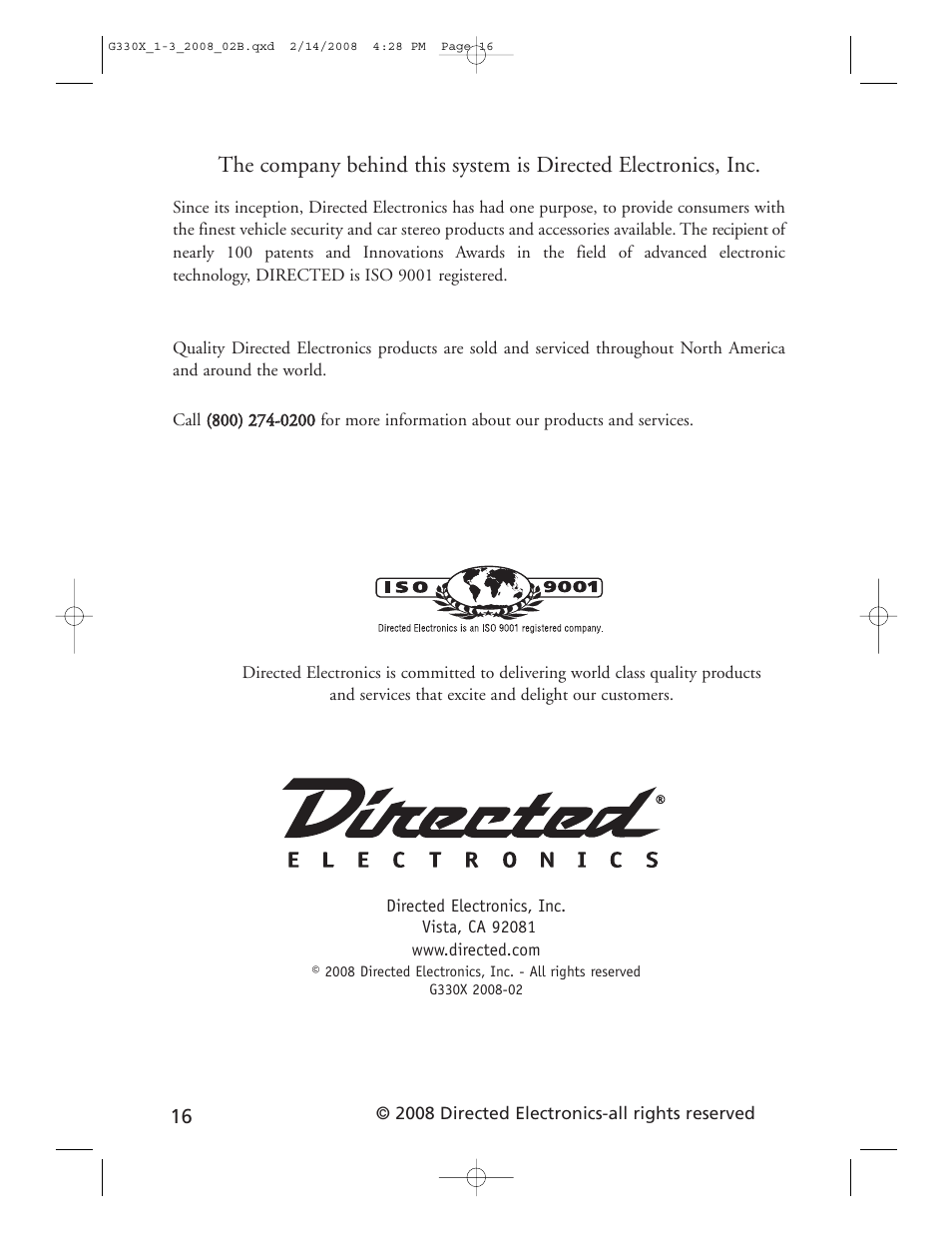 CLIFFORD 330X1 User Manual | Page 19 / 19