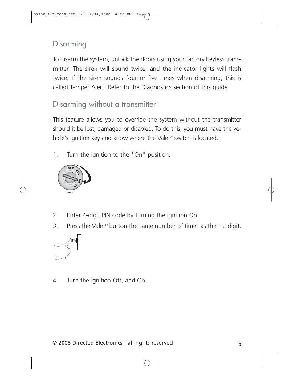 Disarming, Disarming without a transmitter | CLIFFORD 330X1 User Manual | Page 8 / 19