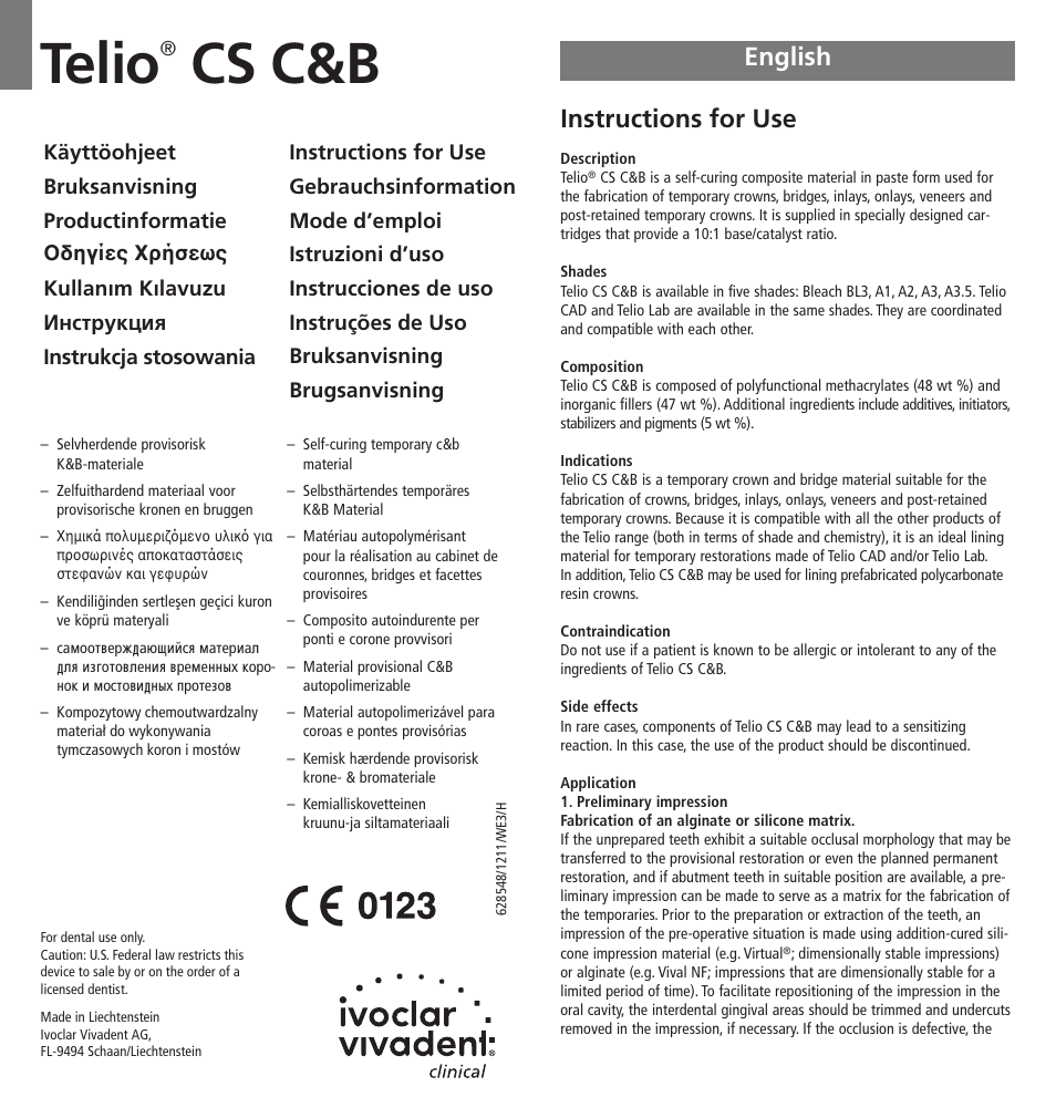 Ivoclar Vivadent Telio CS C User Manual | 38 pages