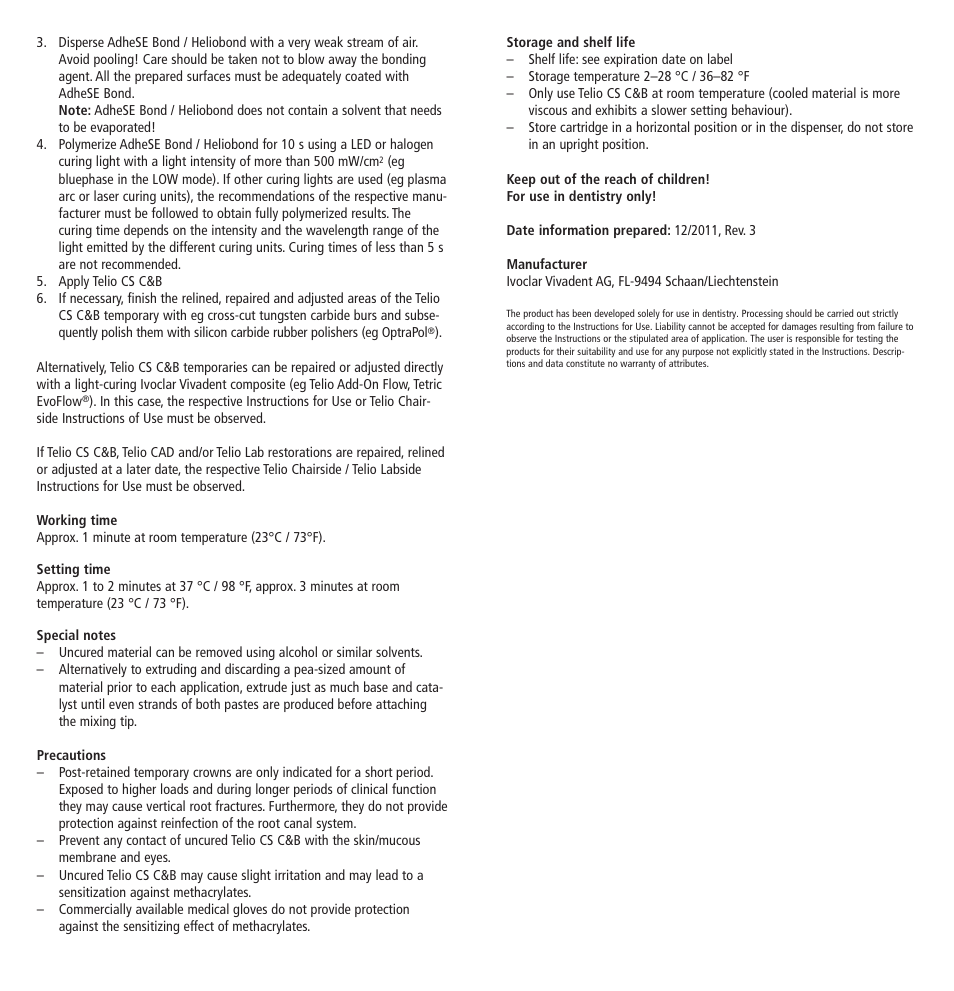 Ivoclar Vivadent Telio CS C User Manual | Page 3 / 38