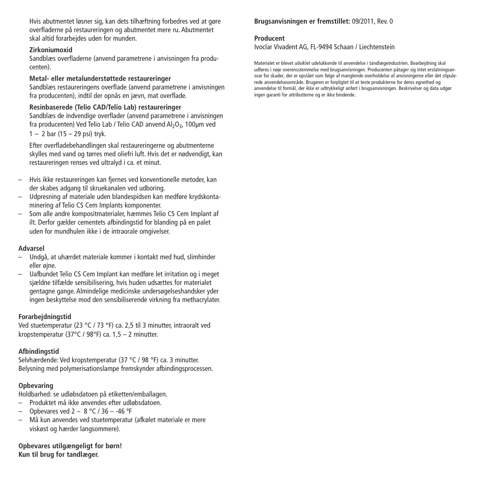 Ivoclar Vivadent Telio CS Cem Implant User Manual | Page 16 / 31