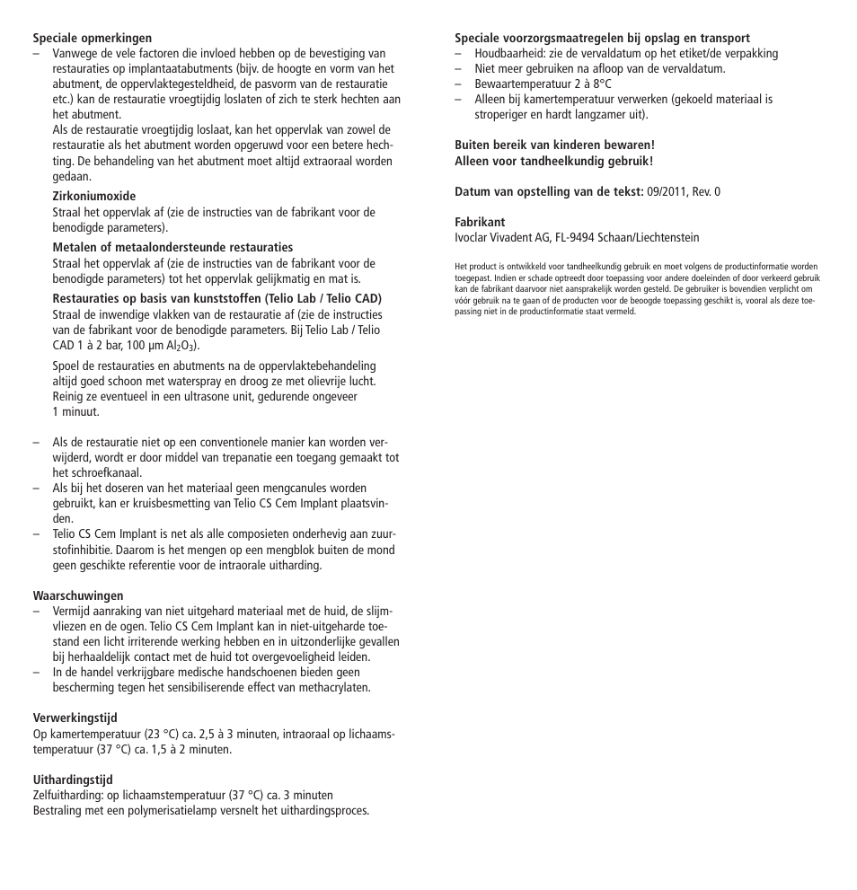 Ivoclar Vivadent Telio CS Cem Implant User Manual | Page 22 / 31