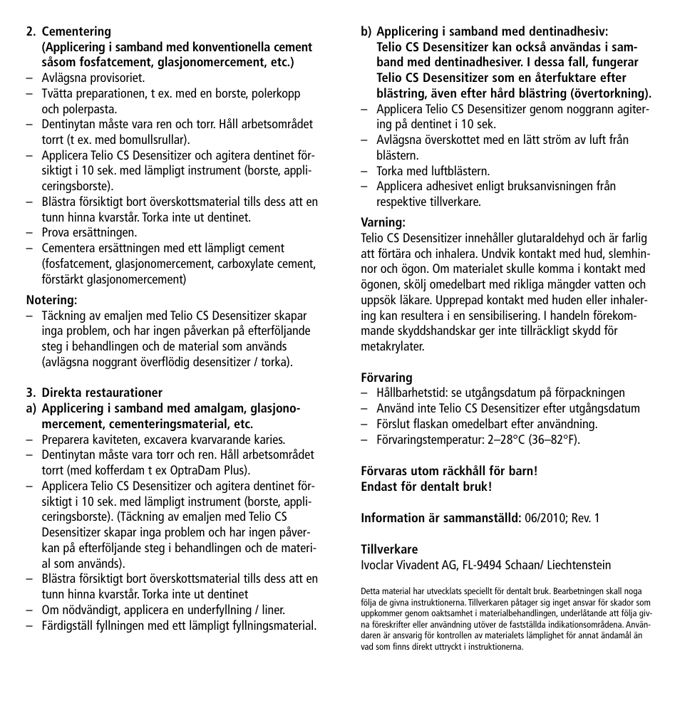 Ivoclar Vivadent Telio CS Desensitizer User Manual | Page 20 / 43
