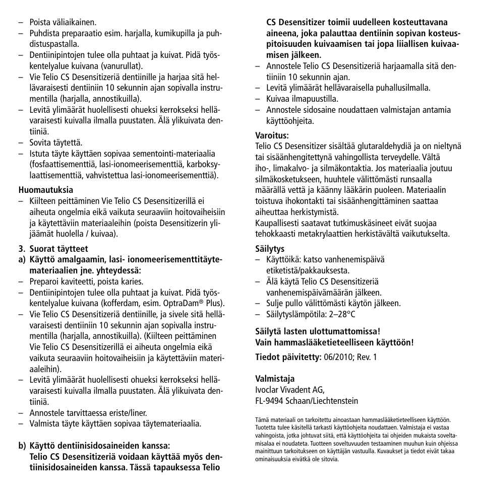 Ivoclar Vivadent Telio CS Desensitizer User Manual | Page 25 / 43