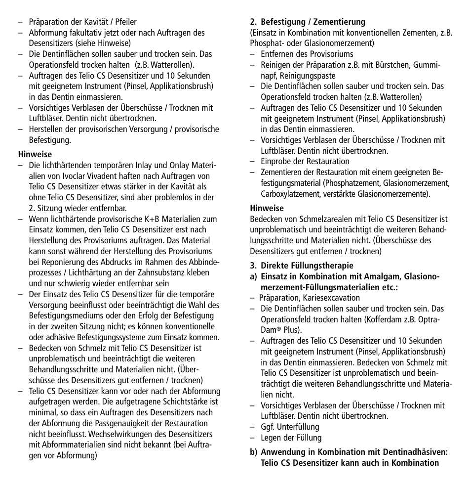 Ivoclar Vivadent Telio CS Desensitizer User Manual | Page 5 / 43