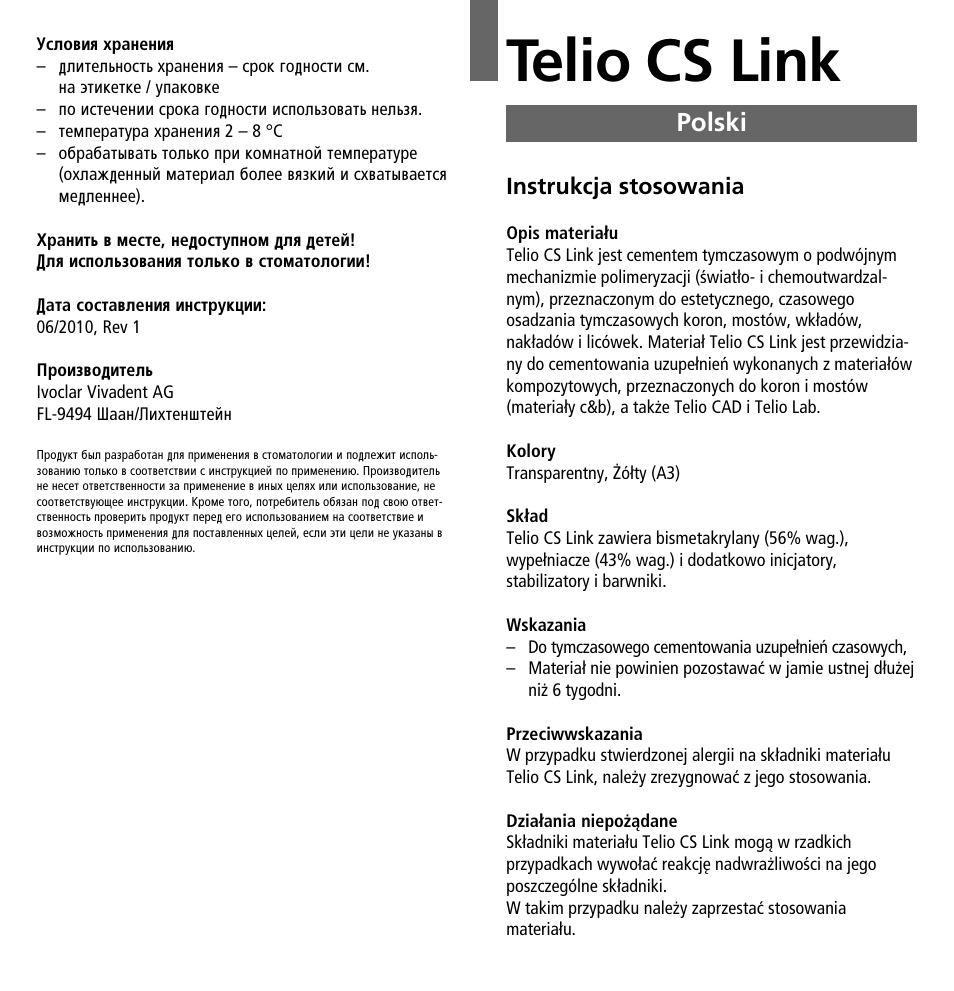 Polski, Telio cs link | Ivoclar Vivadent Telio CS Link User Manual | Page 34 / 37