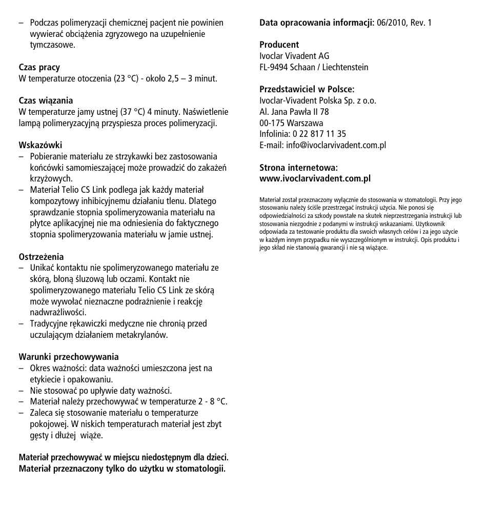 Ivoclar Vivadent Telio CS Link User Manual | Page 36 / 37