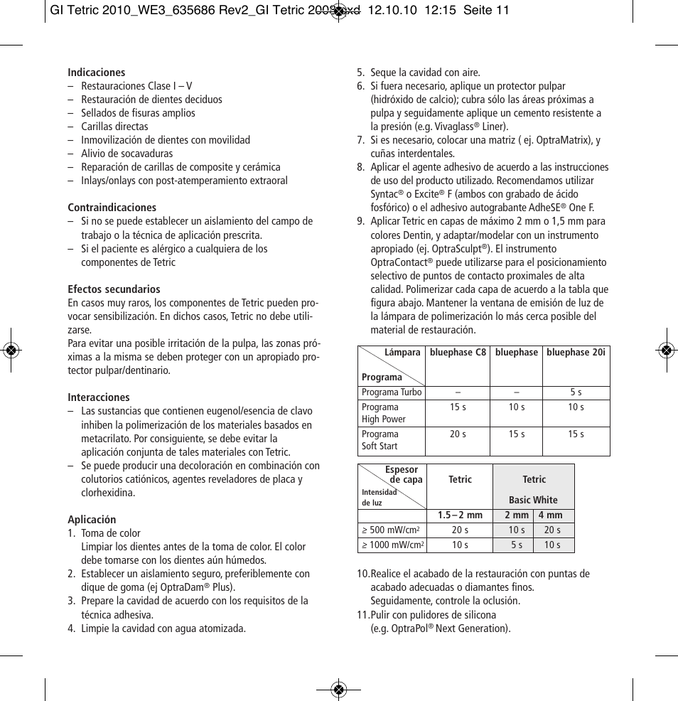 Ivoclar Vivadent Tetric User Manual | Page 11 / 32