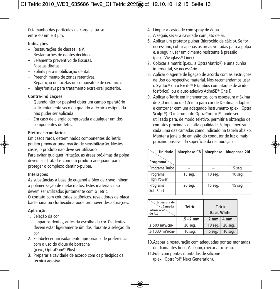 Ivoclar Vivadent Tetric User Manual | Page 13 / 32