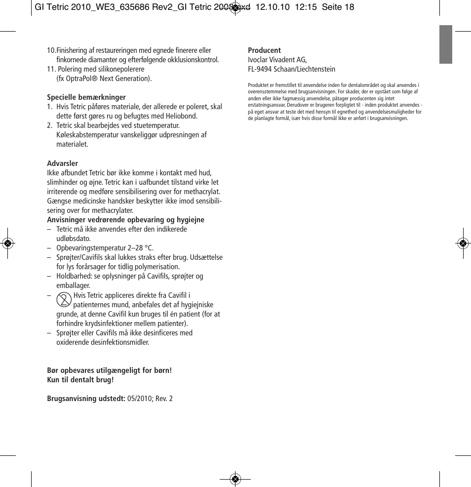 Ivoclar Vivadent Tetric User Manual | Page 18 / 32