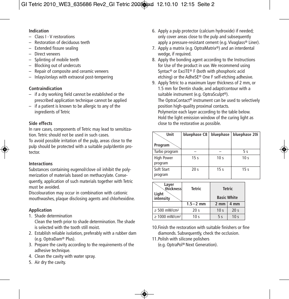 Ivoclar Vivadent Tetric User Manual | Page 2 / 32