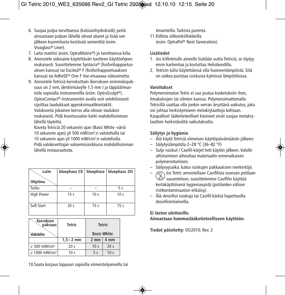 Ivoclar Vivadent Tetric User Manual | Page 20 / 32