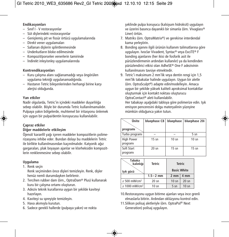 Ivoclar Vivadent Tetric User Manual | Page 29 / 32