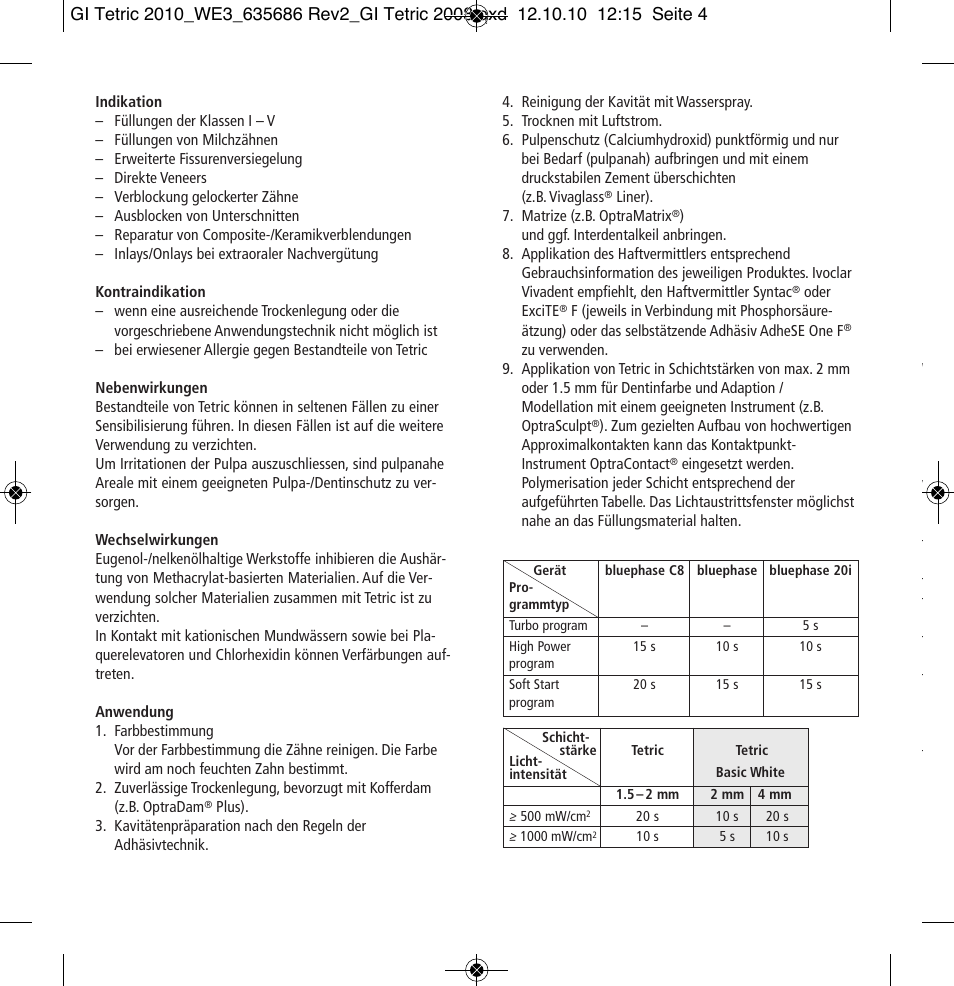 Ivoclar Vivadent Tetric User Manual | Page 4 / 32