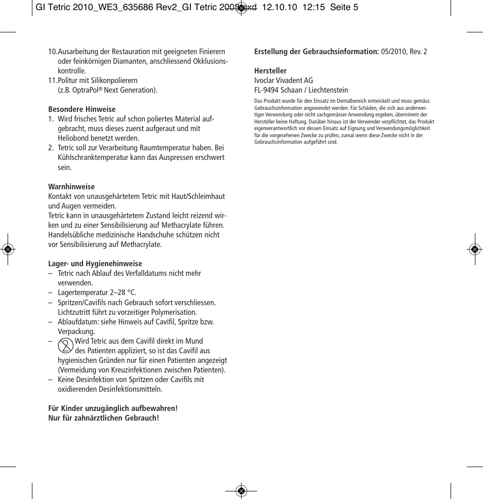 Ivoclar Vivadent Tetric User Manual | Page 5 / 32