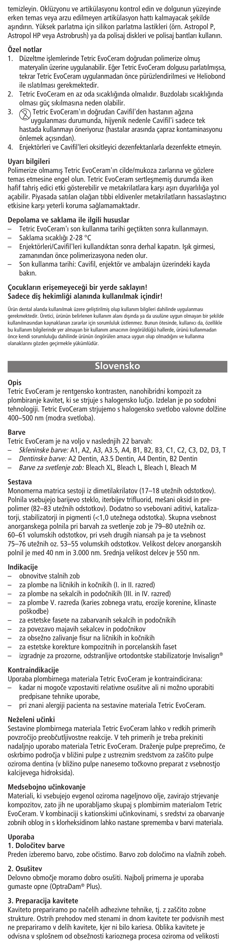 Slovensko | Ivoclar Vivadent Tetric EvoCeram User Manual | Page 21 / 48