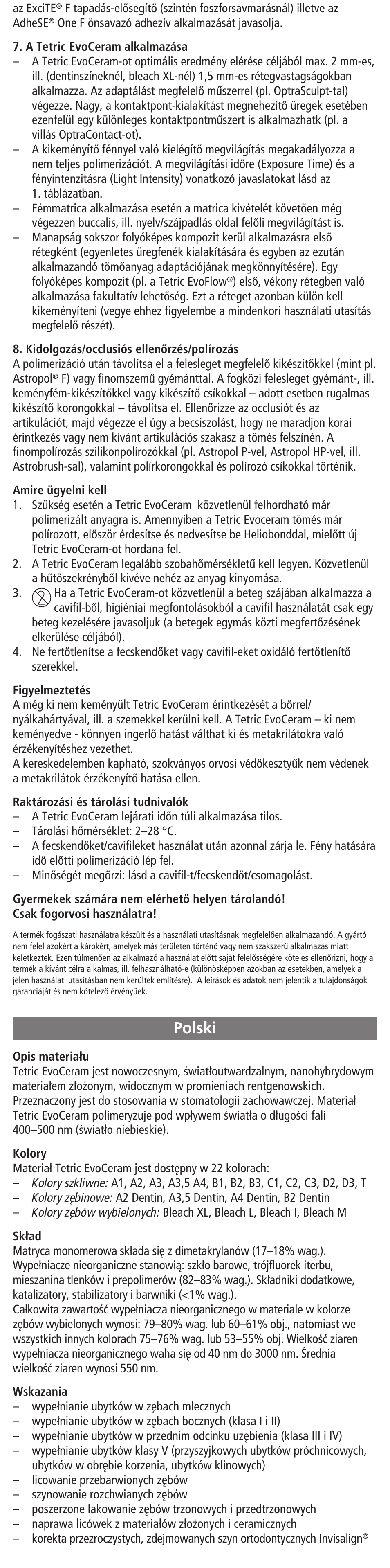 Polski | Ivoclar Vivadent Tetric EvoCeram User Manual | Page 28 / 48