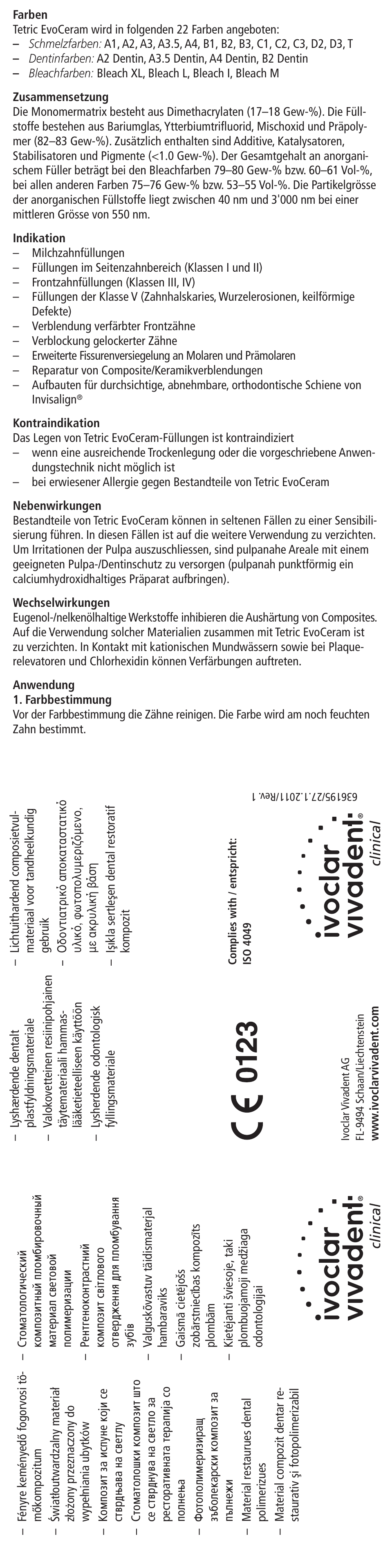 Deutsch | Ivoclar Vivadent Tetric EvoCeram User Manual | Page 3 / 48