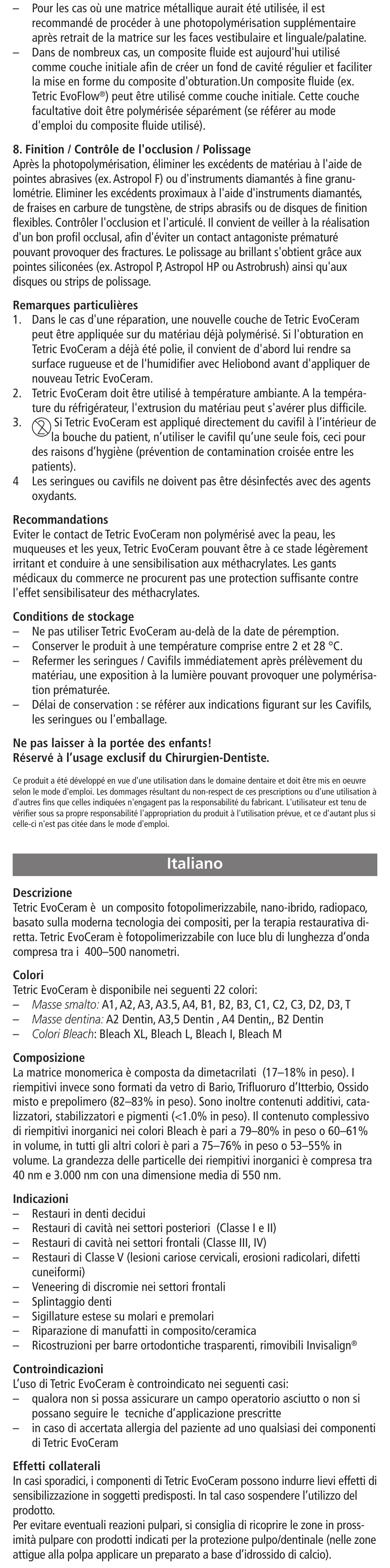 Italiano | Ivoclar Vivadent Tetric EvoCeram User Manual | Page 6 / 48