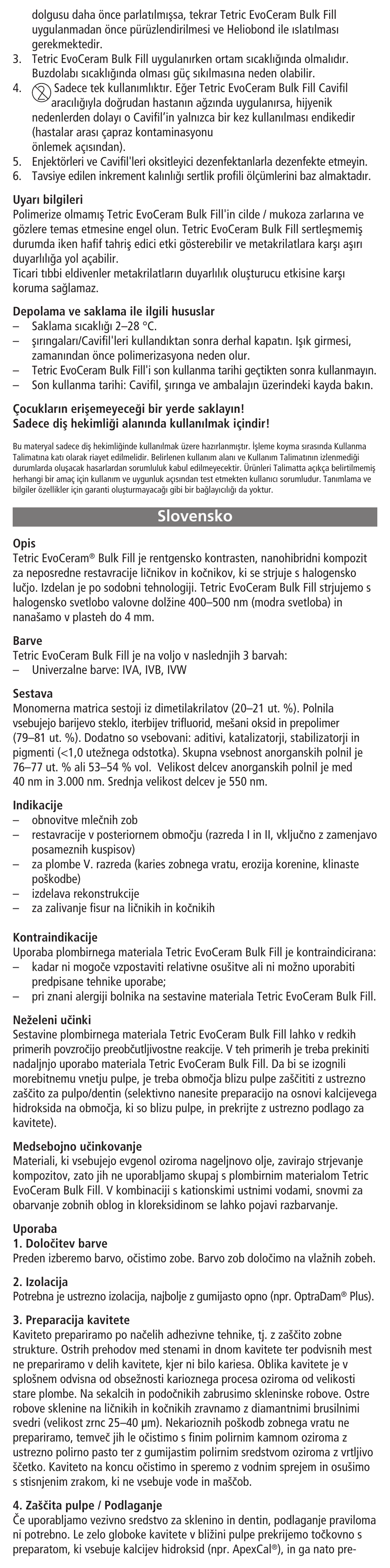 Slovensko | Ivoclar Vivadent Tetric EvoCeram Bulk Fill User Manual | Page 21 / 48