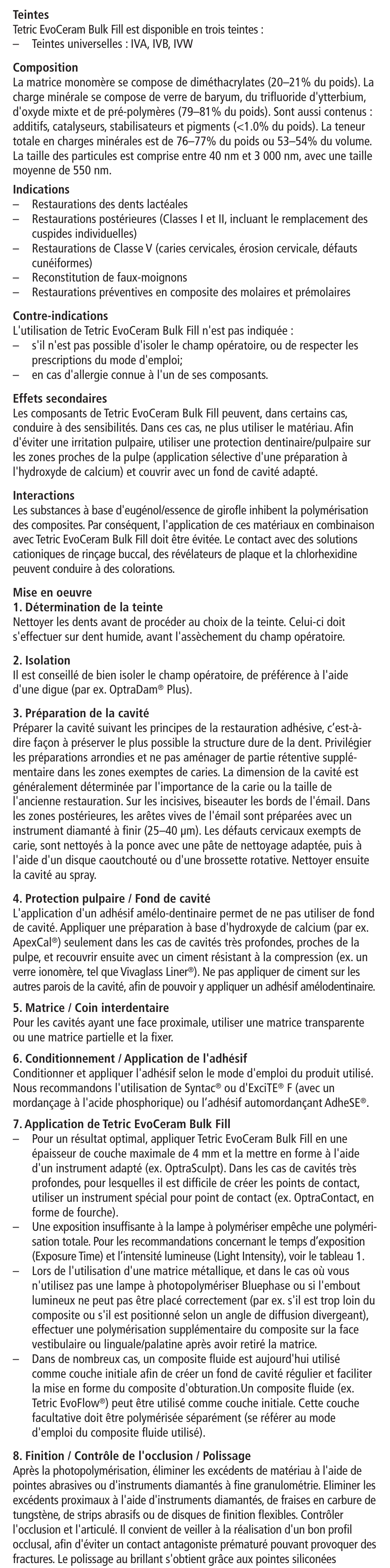 Français | Ivoclar Vivadent Tetric EvoCeram Bulk Fill User Manual | Page 5 / 48