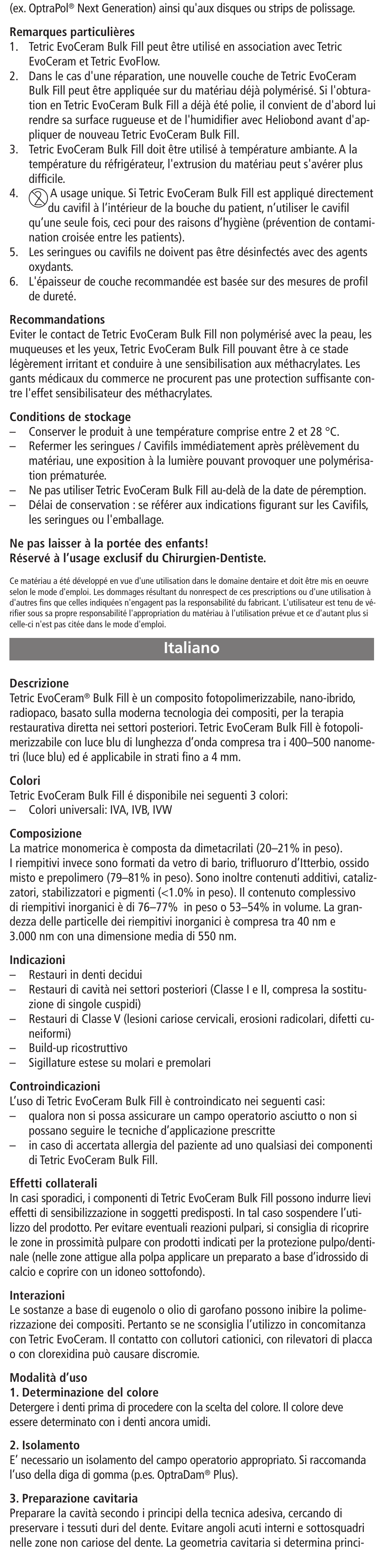 Italiano | Ivoclar Vivadent Tetric EvoCeram Bulk Fill User Manual | Page 6 / 48