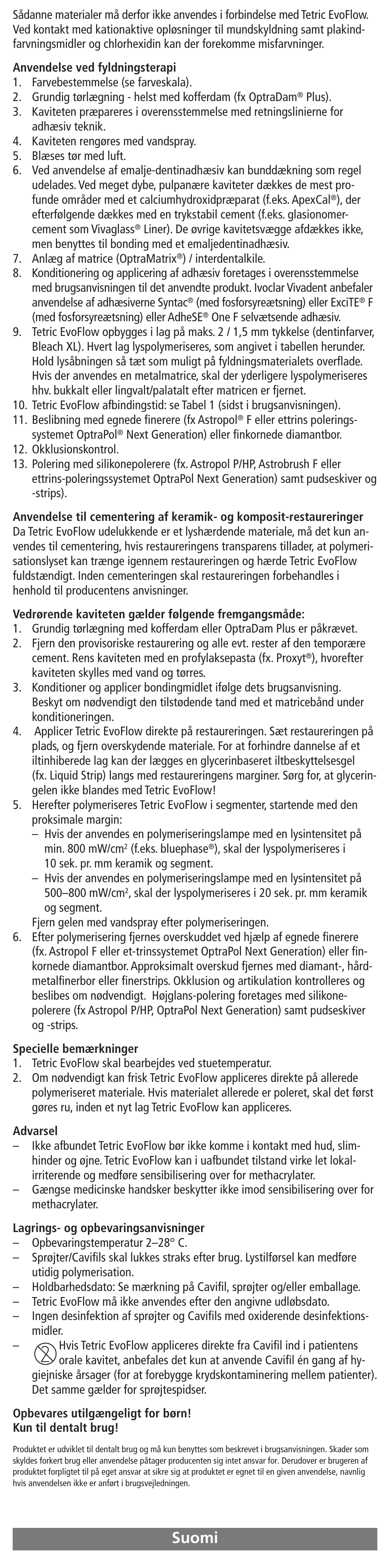 Suomi | Ivoclar Vivadent Tetric EvoFlow User Manual | Page 13 / 48