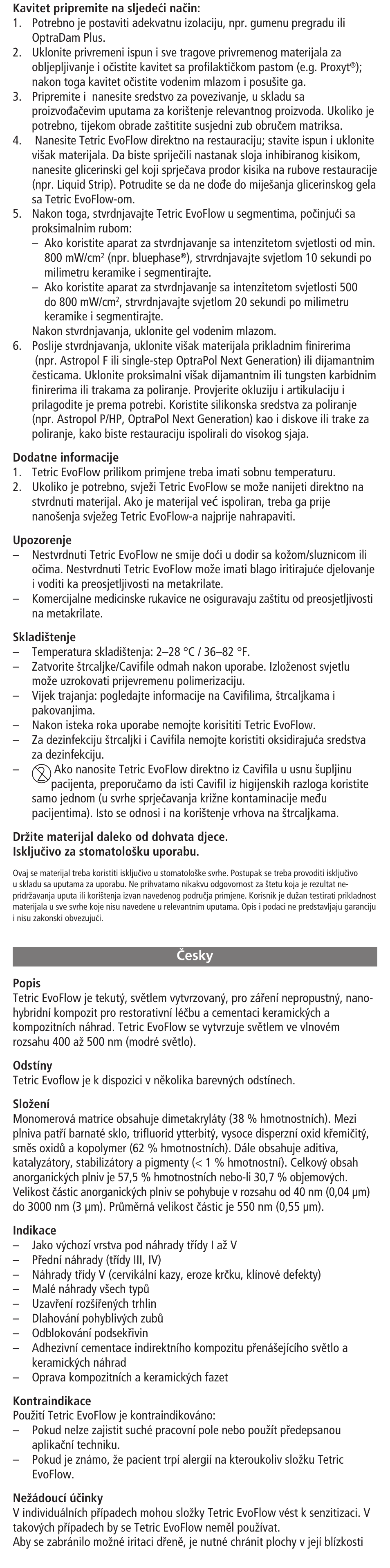 Cesky | Ivoclar Vivadent Tetric EvoFlow User Manual | Page 24 / 48