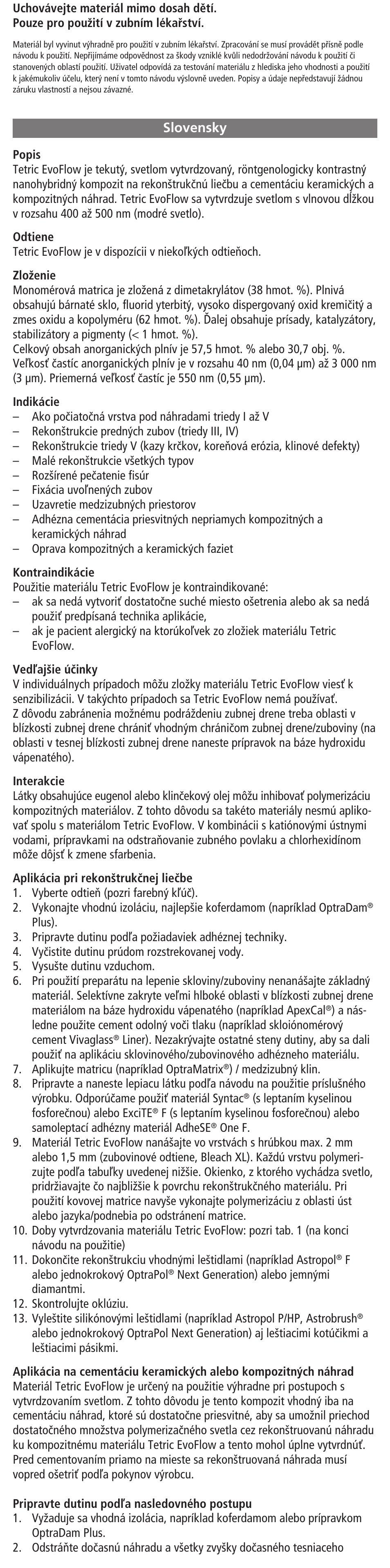 Slovensky | Ivoclar Vivadent Tetric EvoFlow User Manual | Page 26 / 48