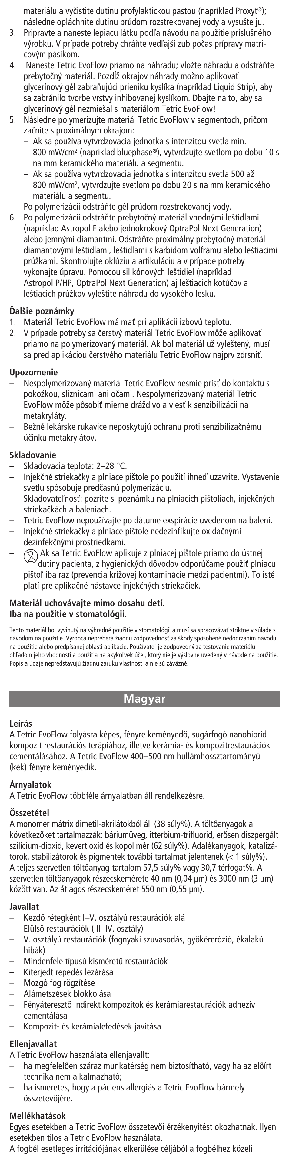 Magyar | Ivoclar Vivadent Tetric EvoFlow User Manual | Page 27 / 48