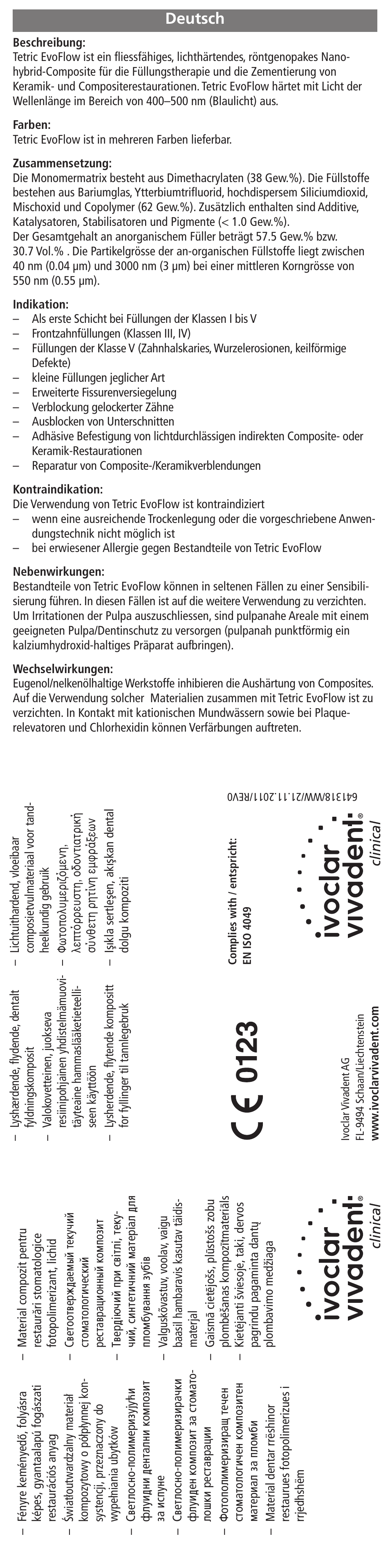 Deutsch | Ivoclar Vivadent Tetric EvoFlow User Manual | Page 3 / 48