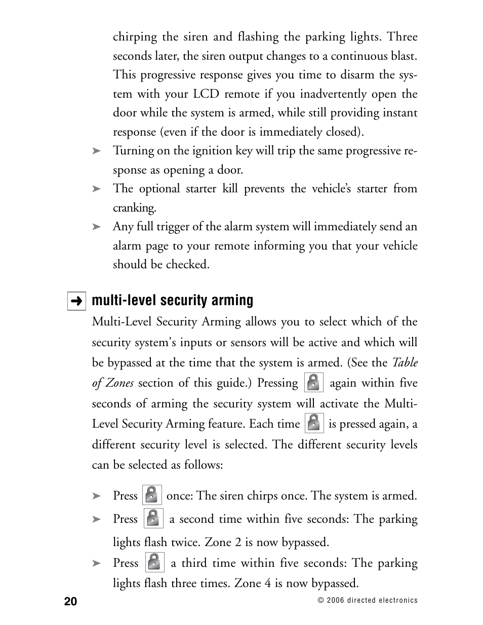 Multi-level security arming | CLIFFORD 12.5X User Manual | Page 25 / 61
