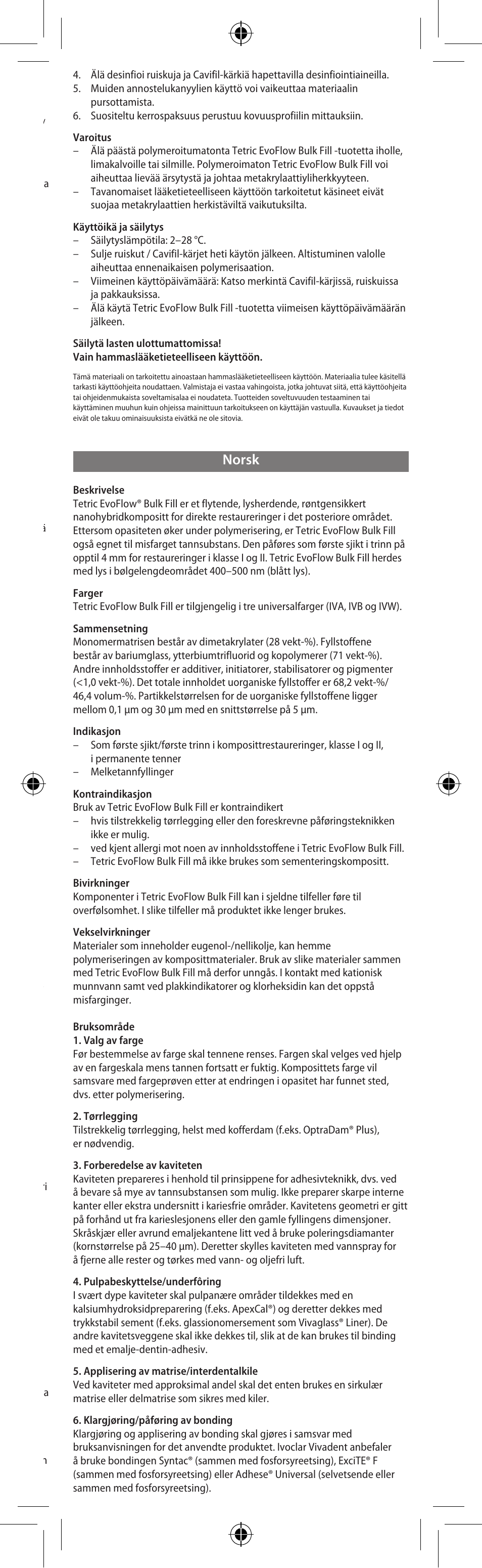 Norsk | Ivoclar Vivadent Tetric EvoFlow Bulk Fill User Manual | Page 15 / 48