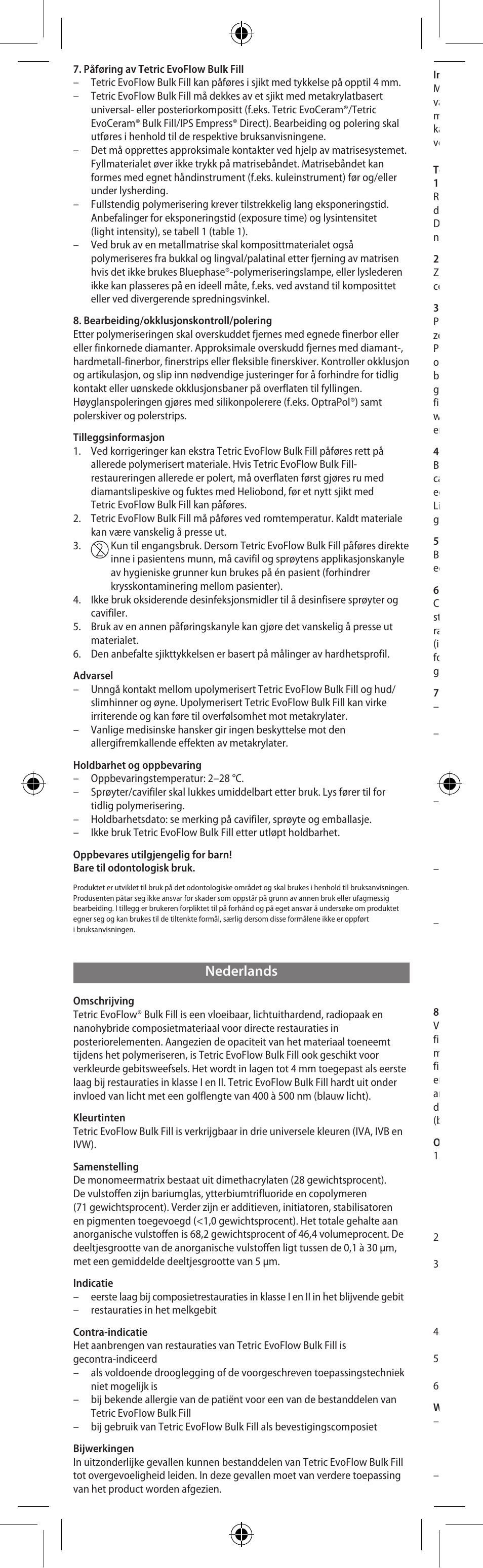 Nederlands | Ivoclar Vivadent Tetric EvoFlow Bulk Fill User Manual | Page 16 / 48