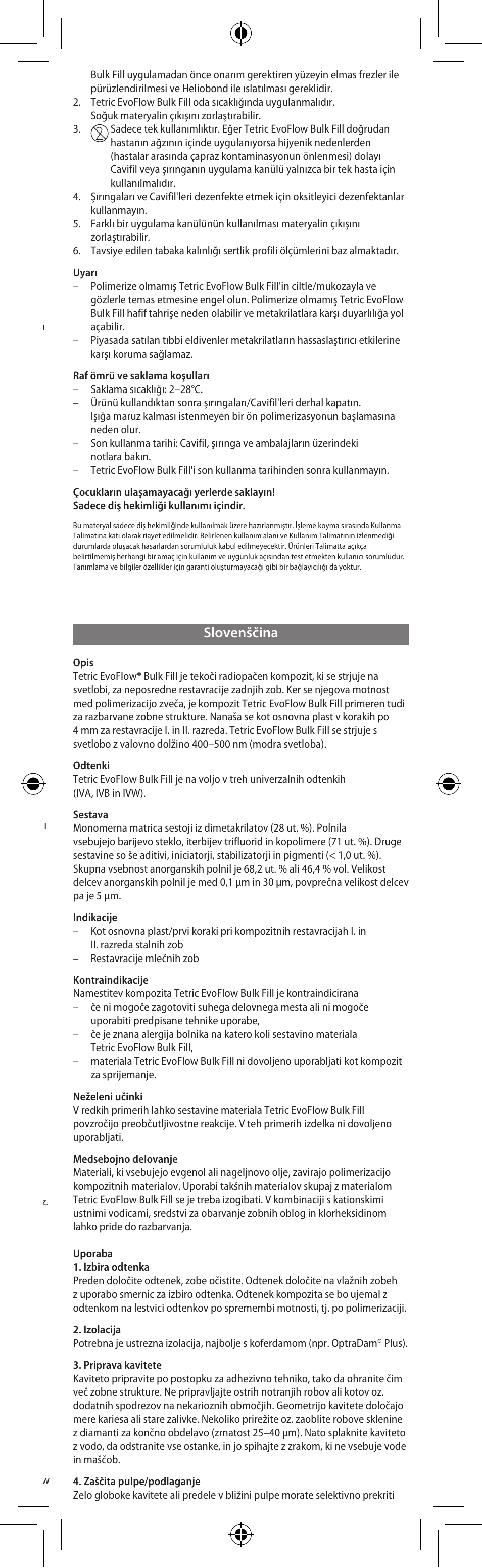 Slovenščina | Ivoclar Vivadent Tetric EvoFlow Bulk Fill User Manual | Page 21 / 48