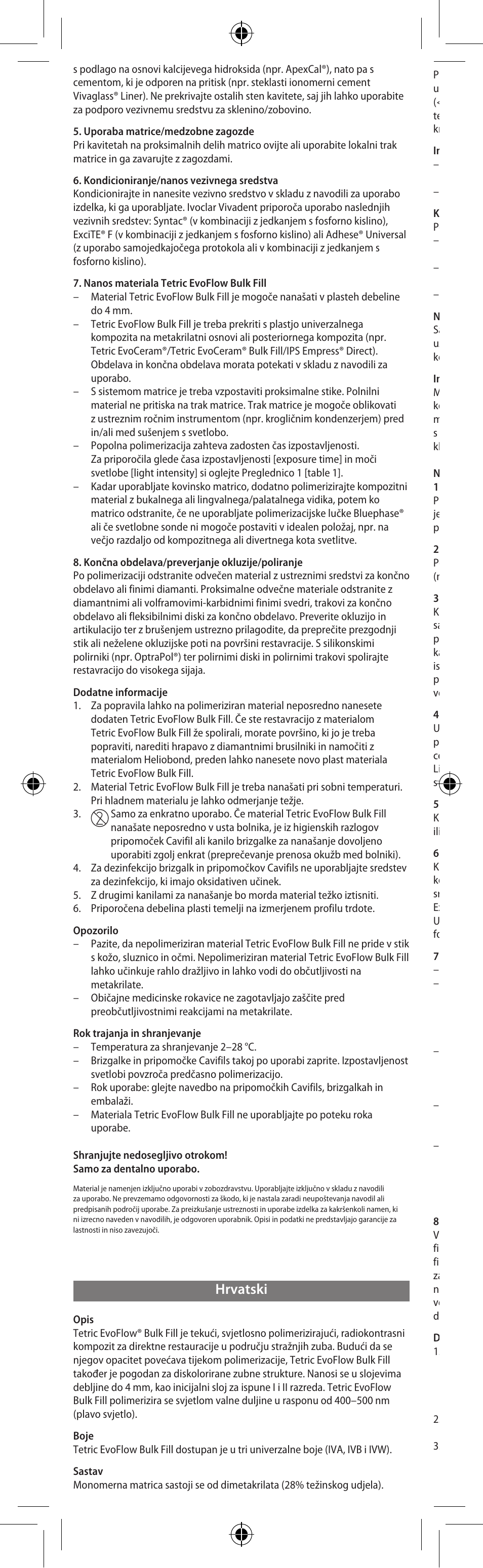 Hrvatski | Ivoclar Vivadent Tetric EvoFlow Bulk Fill User Manual | Page 22 / 48