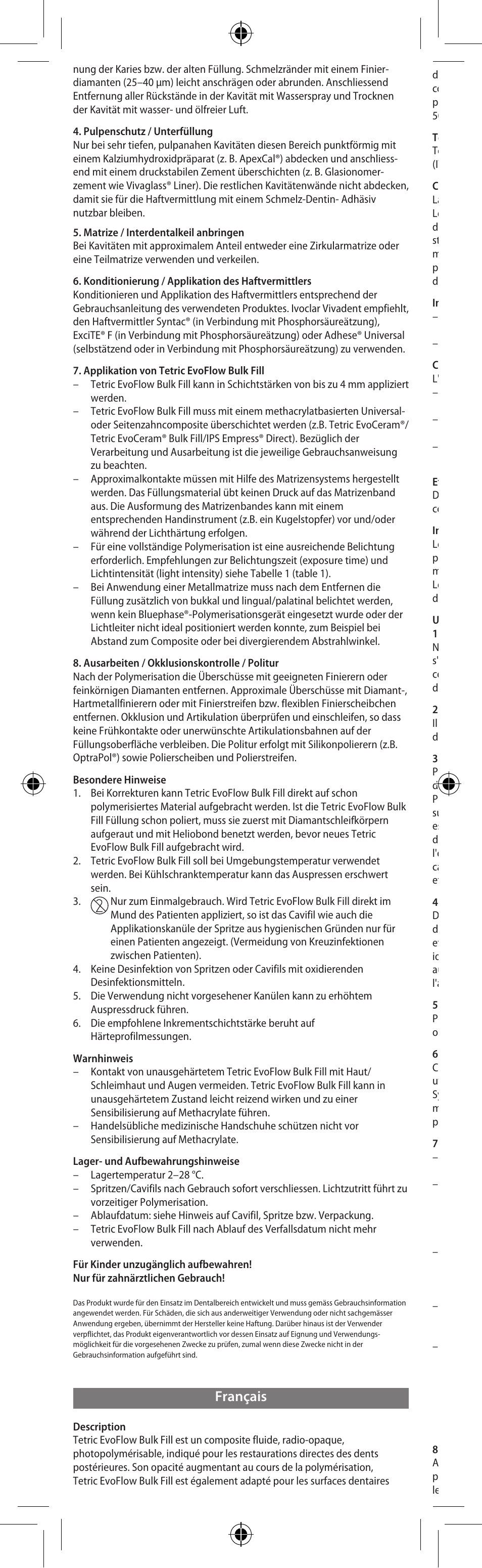 Français | Ivoclar Vivadent Tetric EvoFlow Bulk Fill User Manual | Page 4 / 48