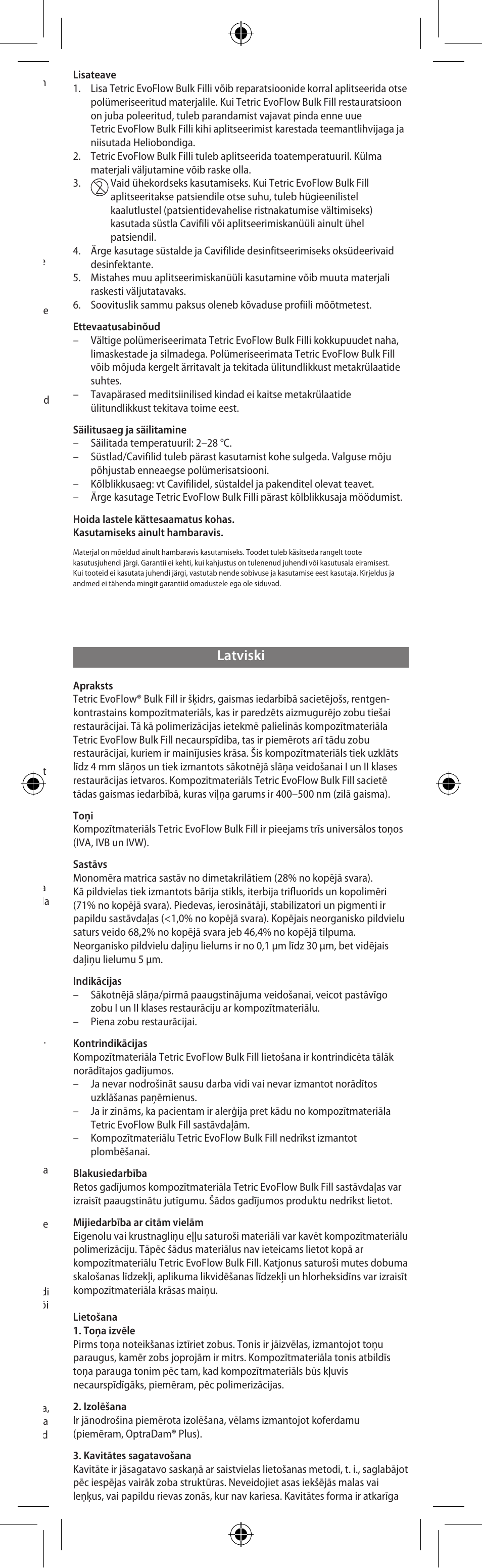 Latviski | Ivoclar Vivadent Tetric EvoFlow Bulk Fill User Manual | Page 41 / 48
