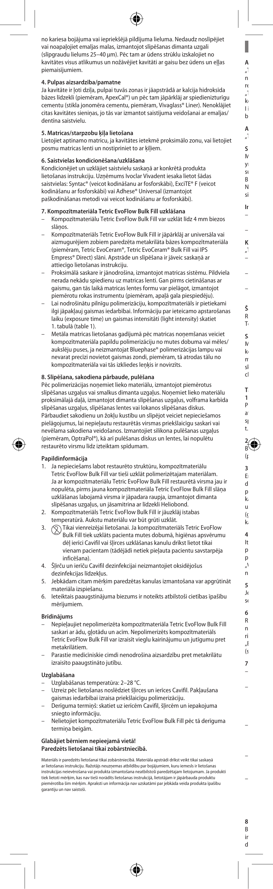 Lietuviškai | Ivoclar Vivadent Tetric EvoFlow Bulk Fill User Manual | Page 42 / 48
