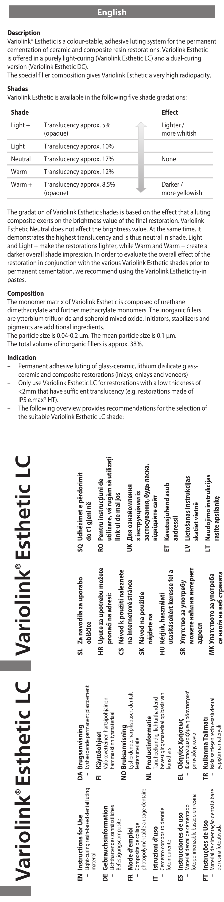 Ivoclar Vivadent Variolink Esthetic LC User Manual | 48 pages