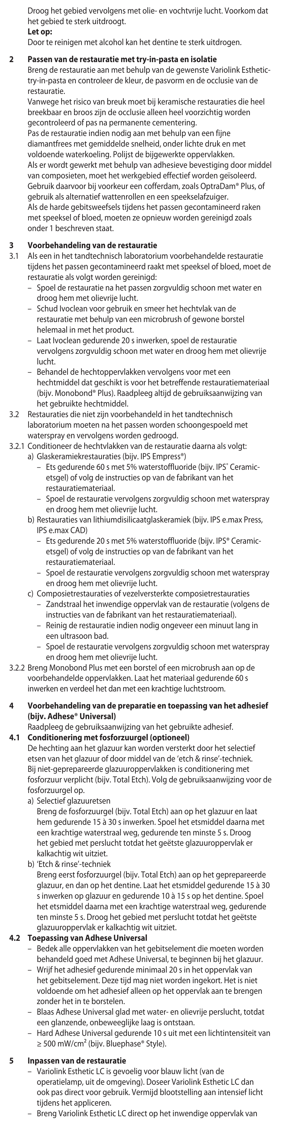Ivoclar Vivadent Variolink Esthetic LC User Manual | Page 29 / 48