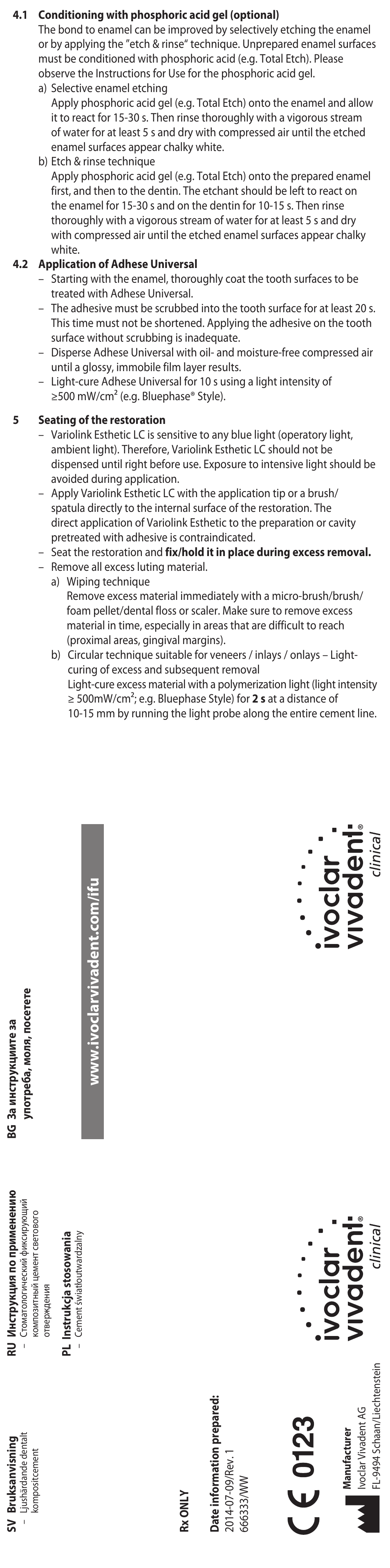 Ivoclar Vivadent Variolink Esthetic LC User Manual | Page 3 / 48