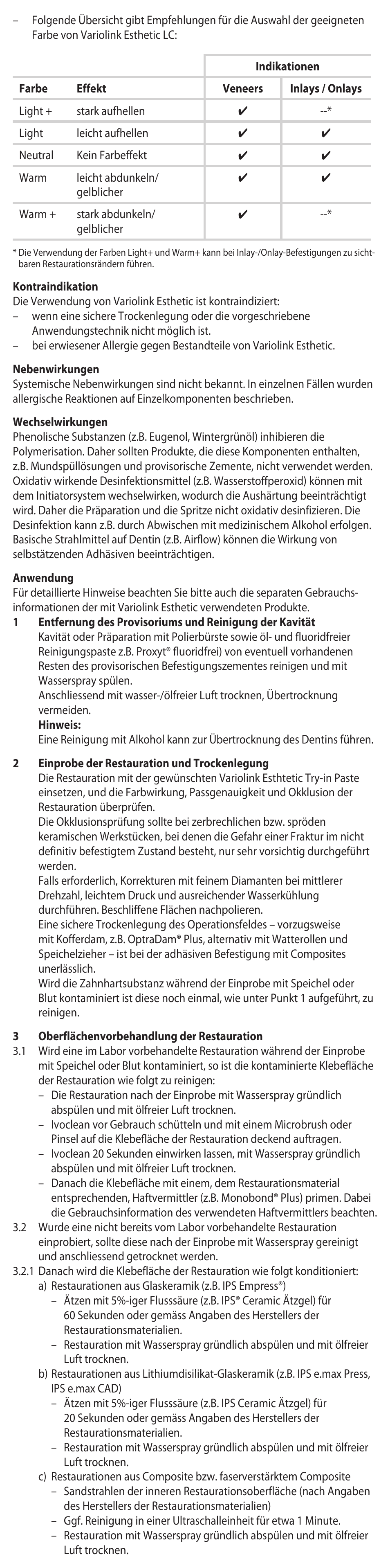 Ivoclar Vivadent Variolink Esthetic LC User Manual | Page 5 / 48