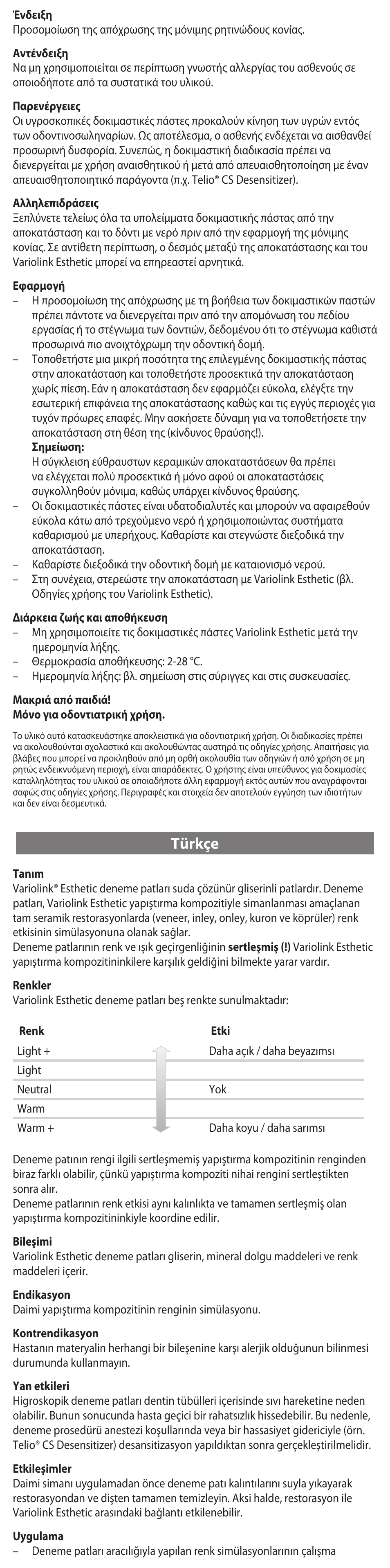 Türkçe | Ivoclar Vivadent Variolink Esthetic Try-In Paste User Manual | Page 11 / 24