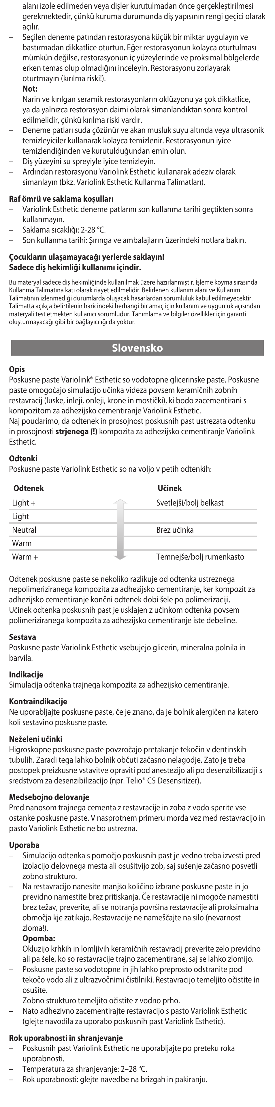 Slovensko | Ivoclar Vivadent Variolink Esthetic Try-In Paste User Manual | Page 12 / 24