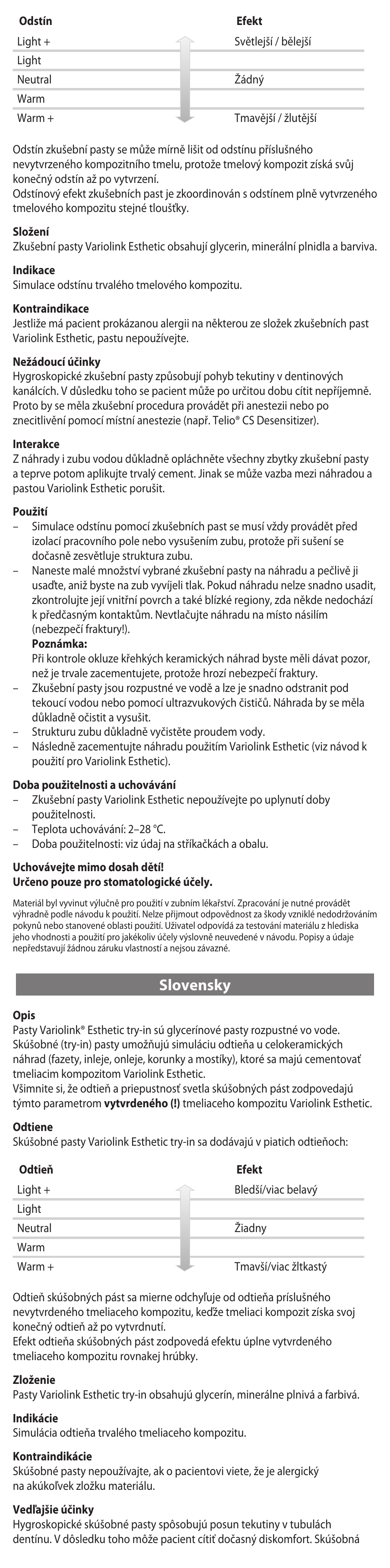 Slovensky | Ivoclar Vivadent Variolink Esthetic Try-In Paste User Manual | Page 14 / 24